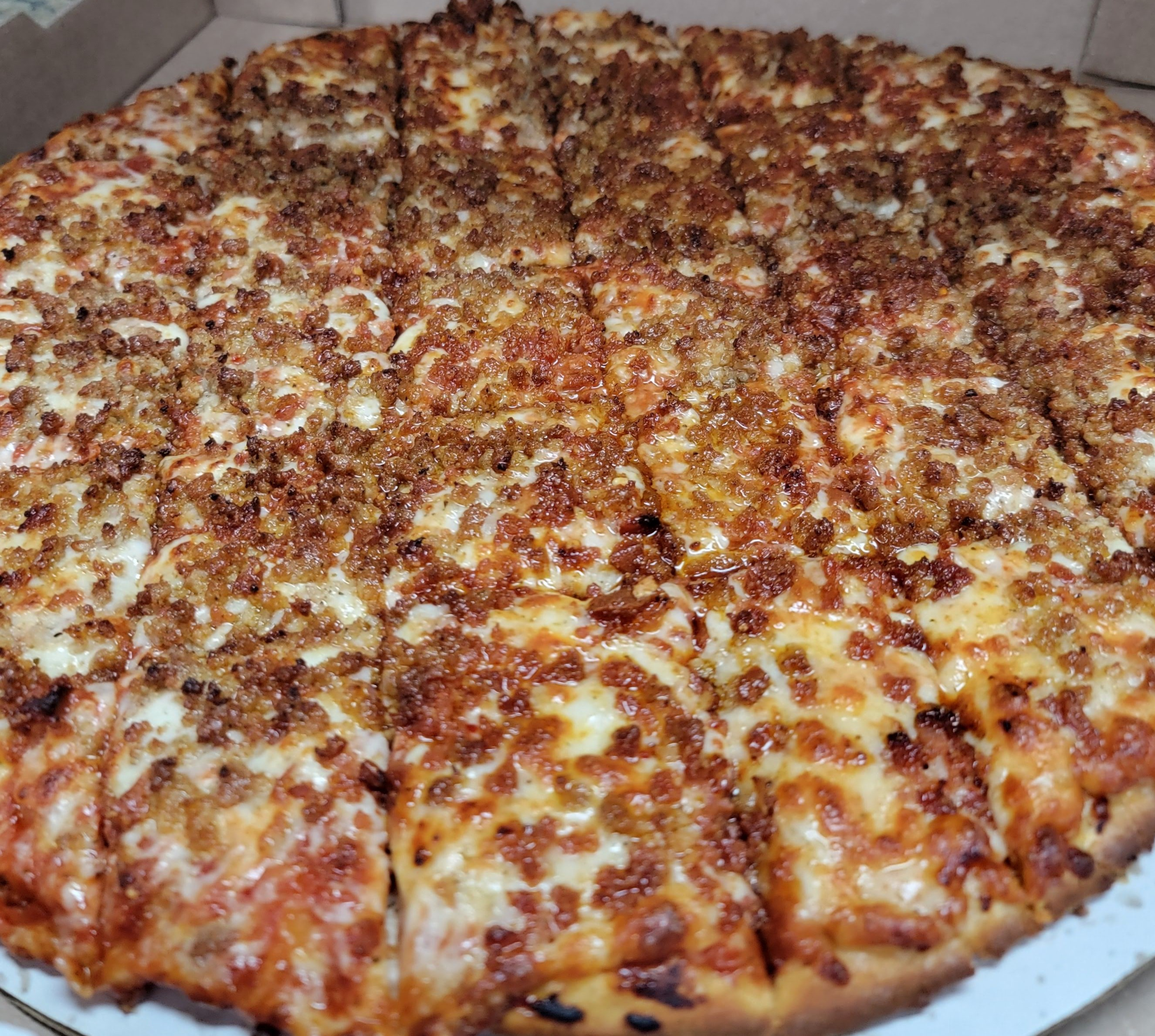 Pizza King large sausage pepperoni pizza